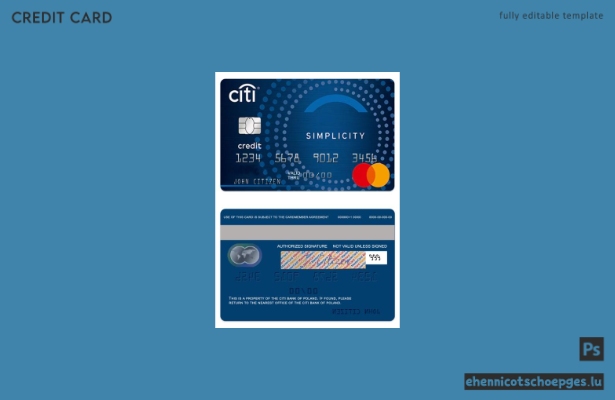 Beispielvorschau der CitiBank Simplicity Mastercard in Polen